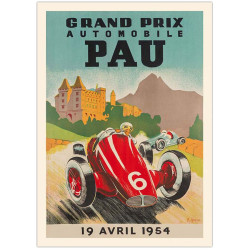 Affiche GRAND PRIX DE PAU AUTOMOBILE 1954