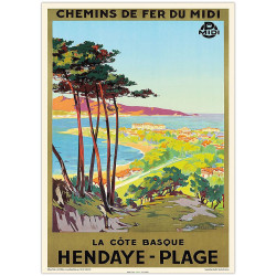 Affiche HENDAYE-PLAGE , La CÔTE BASQUE