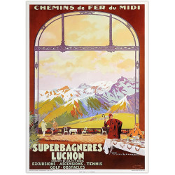 Affiche SUPERBAGNÈRES LUCHON , 1800 M D'ALTITUDE