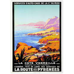 Affiche LA CÔTE VERMEILLE , la Route des Pyrénées