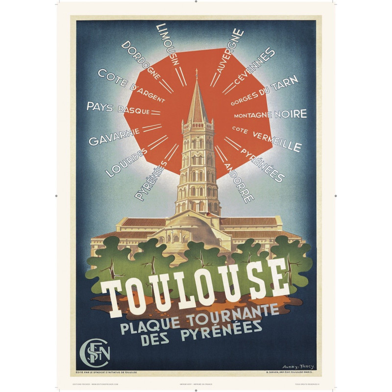 Affiche Toulouse plaque tournante des Pyrénées