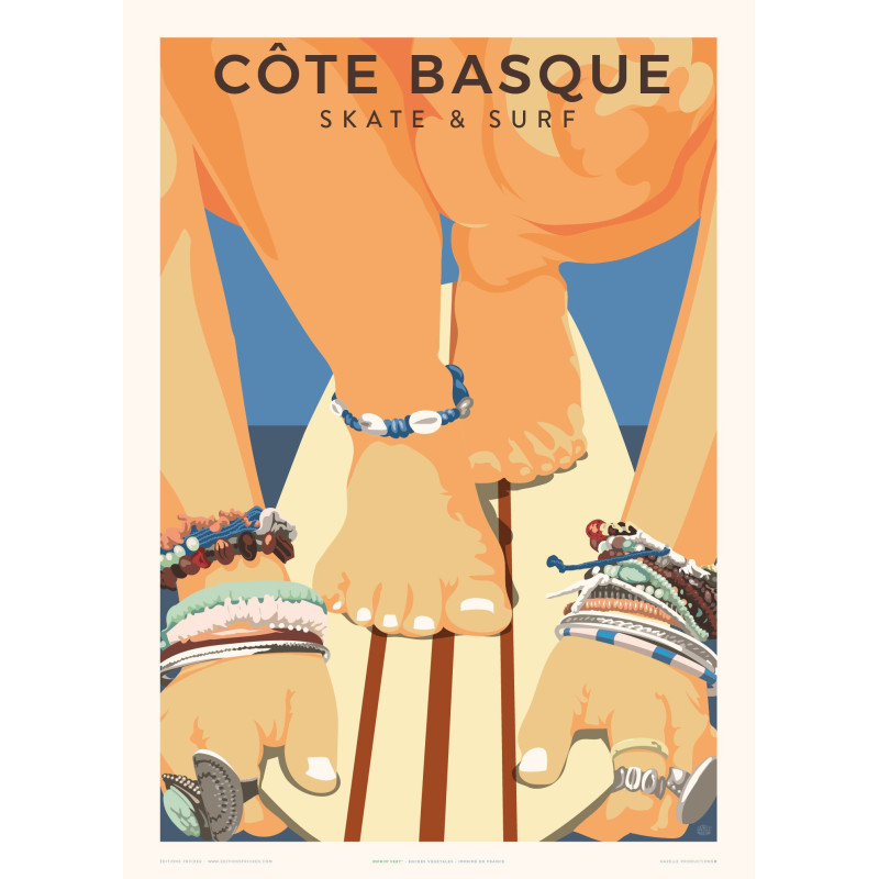 Affiche Côte basque, skate & surf