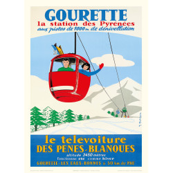 Gourette, le télévoiture des Pénes-Blanques  ( 1960's )