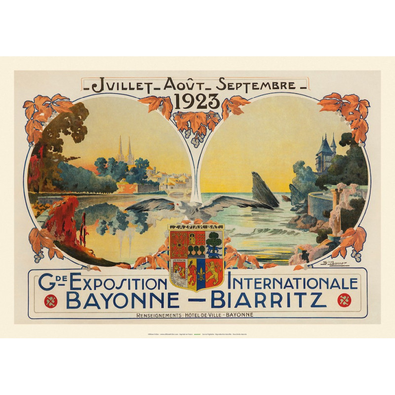 Affiche BAYONNE BIARRITZ , EXPOSITION 1923