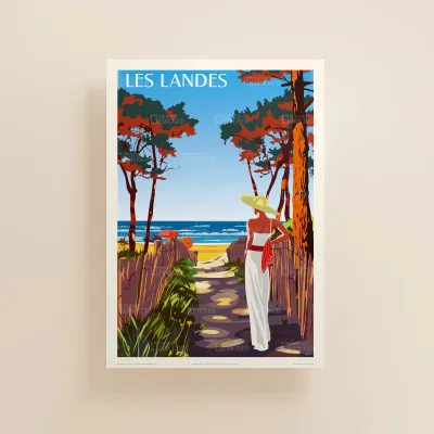 Affiche les Landes, à la plage