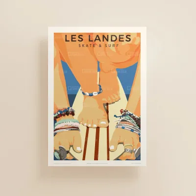 Affiche Les Landes, skate & surf