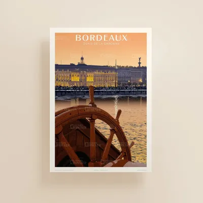Affiche Bordeaux, quais de la Garonne