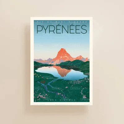 Affiche Pyrénées, Le Pic du Midi d'Ossau - Les lacs d'Ayous