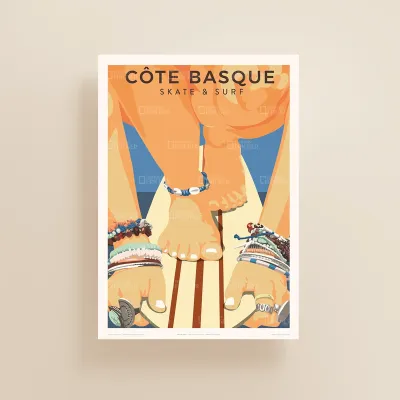 Affiche Côte Basque, skate & surf