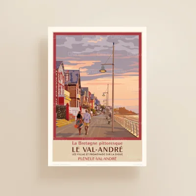 Affiche Val-André, promenade sur la digue