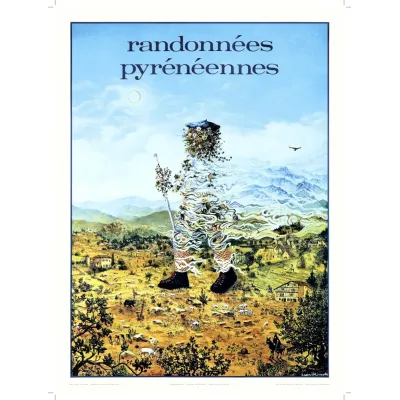 Affiche randonnées Pyrénées, l'Homme fleur